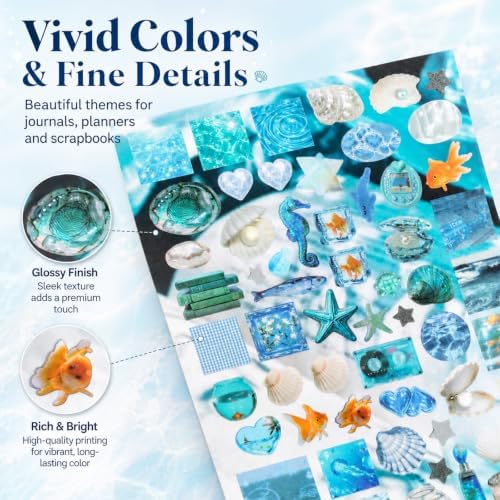 30 Sheets Japanese Aesthetic Sticker Book,Foods Seashells Starfish Patterns for Scrapbooking,Journaling,DIY Crafts Decoration
