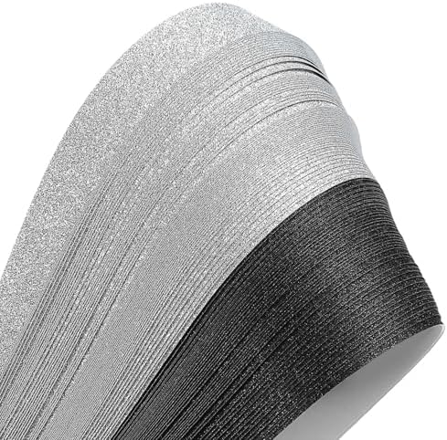 MECCANIXITY 200 Sheets Origami Paper Glitter Stars Papers Black,White Fold Paper for Beginner Arts Crafts Projects,0.4 x 8.7 Inch