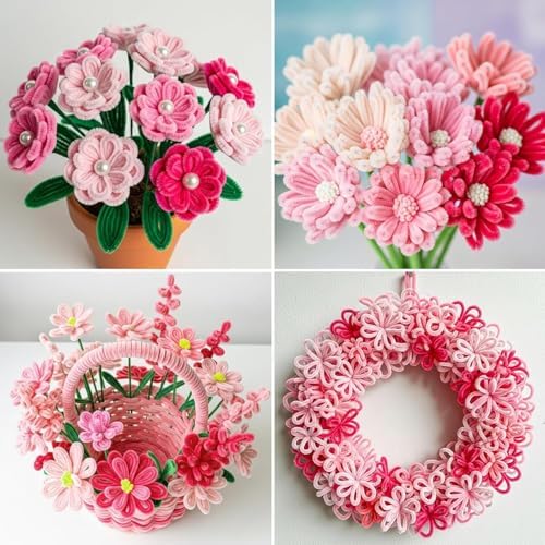 Caydo 200 Pieces Assorted Pink Pipe Cleaners for Crafts
