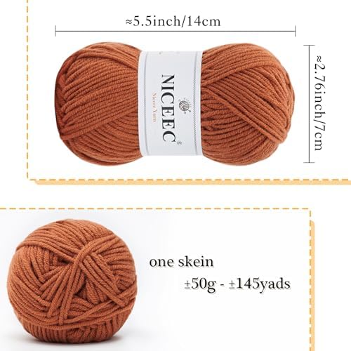 NICEEC 300g Soft Assorted Colors Yarn 100% Acrylic 870yds -Yellow Series