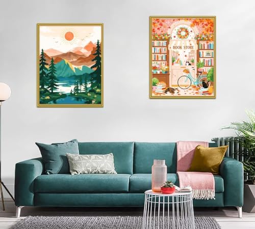 Yunnuo Landscape Paint by Numbers Kit for Adults Beginner, Sun & Mountain Paint by Number Canvas,Acrylic Abstract Paint with Numbers for with 3 Pcs Paintbrushes Home Wall Decor Gift (16 x 20 in)
