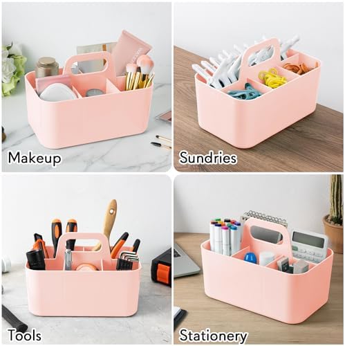 Tiawudi Multipurpose Caddy Organizer, Plastic Caddy with Handle, Stackable Desk Organizer for Stationery, Marker and Pencil, Office Supplies Organizer, Dorm Caddy