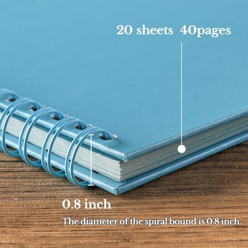 potricher 10 x 10 Inch DIY Scrapbook Photo Album 40 Pages, Blue | Thick Kraft Paper Scrap Book Photo Albums, Memory Book for Wedding, Anniversary, Baby, Family, Travel, DIY Projects