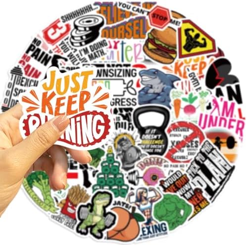 Inspirational Fitness Stickers Bulk for Adults, 50 Pcs Cool Weightlifting Stickers for Water Bottles, Positive Affirmation Workout Sticker Pack for Computer Laptop Phone Case Luggage