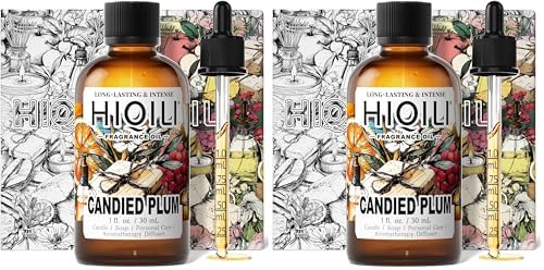 HIQILI Candied Plum Fragrance Oil for Diffuser, Candle & Soap Making, Personal Care Scenting, Gourmand Notes, Long-Lasting Scent - 1 Fl Oz (Pack of 2)