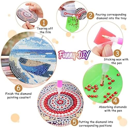 8 Pack Beach Diamond Art Coasters,Seaside Diamond Painting Coasters Kits
