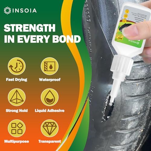 INSOIA Super Rubber Glue Clear, 20g, Strong Bond, with Precision Tips