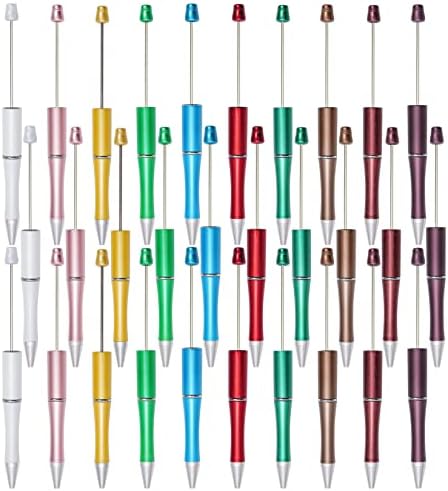 30Pcs Beadable Pens Beaded Ballpoint Pens Bulk for DIY Writing Bright