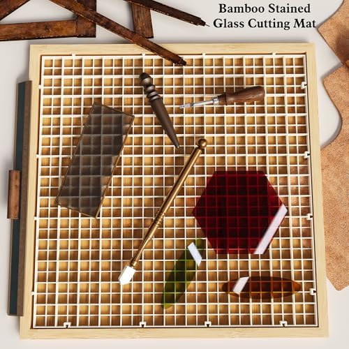 12"x12" Stained Glass Cutting Mat, 2 In 1 Bamboo Stain Cutting Board for Crafting, Stained Glass Tools and Supplies