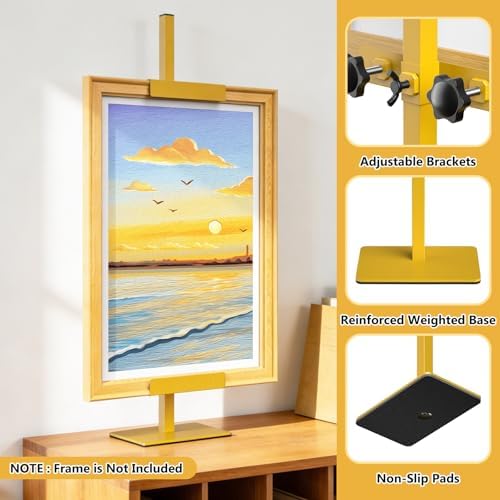 Tabletop Easel Stand Picture Easels for Display Up to 29.7" H Gold Picture Frame Stand Table Top Easel Metal Picture Easel for Photos, Painting, Artwork, Books (Base: 1.32 lbs)