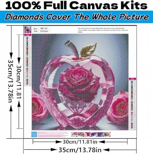 Acelii Rose Apple Diamond Painting Kits for Adults Beginners | 5D Full Drill Gem Painting DIY Craft, Diamond Art Painting Kits, Gem Art Kits for Adults,Home Wall Decor Gift 11.8X15.7 Inch