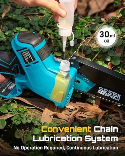 SEESII Mini Chainsaw 6 Inch Brushless, Automatic Oiler | 2 x2.0Ah Batteries, Cordless Chainsaw Compatible with Makita 18V Battery, Electric Saw for Tree Limb Branch Cutter Yard Work