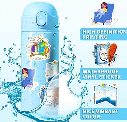 100 Pcs Book Stickers Bulk, Reading Sticker for Water Bottles, Library Stickers, Book Accessories for Reading Lovers, Vinyl Waterproof Sticker for Teens Adults Kids Students Teachers