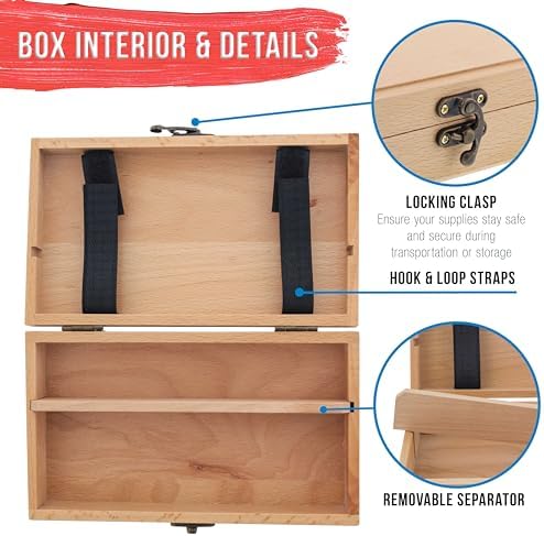 U.S. Art Supply Multi-Function Artist Supply Box with Locking Clasps