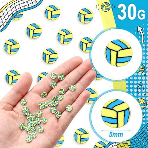 Weysat 30g Volleyball Polymer Clay Slices 0.2 Inch Mini Sports Confetti