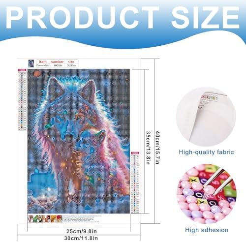 MVVMTOP Diamond Painting Kit for Adults 5D DIY Snow Wolf Full Drill Round Diamond Art Kits for Beginners Crystal Rhinestone Embroidery Painting Home Wall Decor Gift