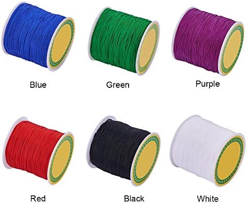 PH PandaHall 600 Yards 0.8mm Nylon Beading String Bracelet String Chinese Knotting Cord Kumihimo Macrame Cord Braided Lift Shade Cord Trim for Macrame Friendship Bracelets Christmas Ornament 6 Color