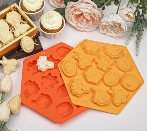 Webake Bee Soap Mold for Plaster, Small-Sized Bee Silicone Mold 12-Cavity for Making Homemade Soap, Jello, Chocolate, Wax Melt, Cupcake Decorations, Pack of 2