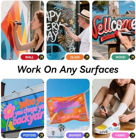 Coogert 16 Colors Jumbo Poster Markers, 15MM Thick Permanent Acrylic Graffiti Markers, Wide Tip Paint Marker for Canvas, Posters Board, Fabric, Window, Wood,Teachers,Banner painting supplies