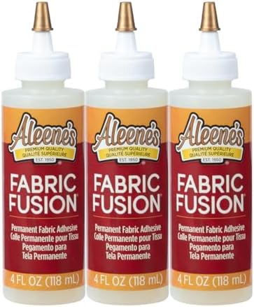 Aleene's Fabric Fusion Glue 4 oz 3-Pack, Permanent and Washable Adhesive, No-Sew Fabric Glue for Clothing, Denim, Polyester, Cotton, Flannel Materials, Dries Flexible
