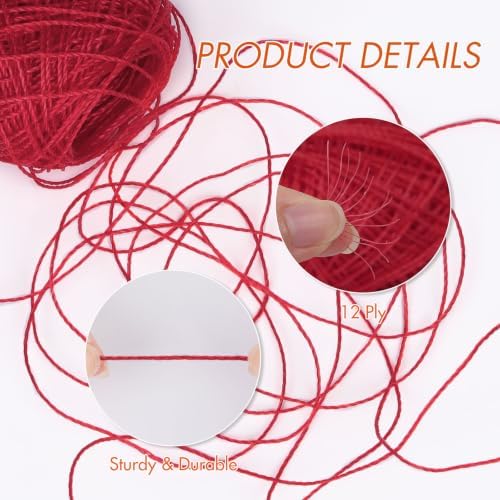 NICEEC 2 Skeins Polyester Plastic Yarn Hand-Knitted Yarn-8#Red
