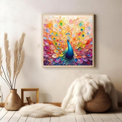 Peacock Diamond Art Kits for Adults, Diamond Painting Kits 14x14 Inch | Diamond Painting Kits for Adults Beginners, Gem Art, 5D Full Drill, DIY Arts and Crafts for Gift Home or Decor