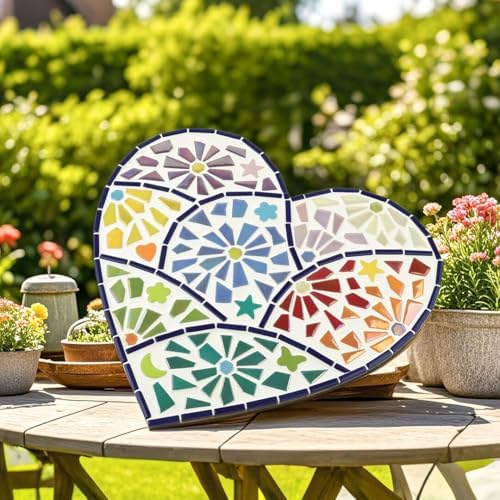 Youway Style Iridescent Glass Mosaic Tiles for Crafts Bulk,200g Blue Broken Mosaic Glass Pieces for Garden Crafts Kits,DIY Mosaic Art Decor