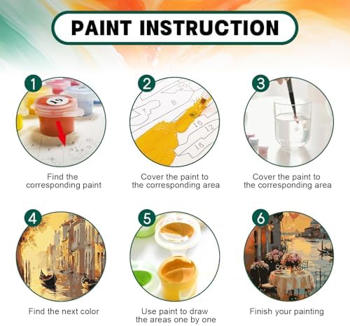 Possoco 2 Pack Paint by Numbers Kit for Adults Beginner, Sunset Venice Adult Paint by Number Kits on Canvas, DIY Landscape Acrylic Number Painting for Adults for Home Wall Decor Gift 16x20 Inch