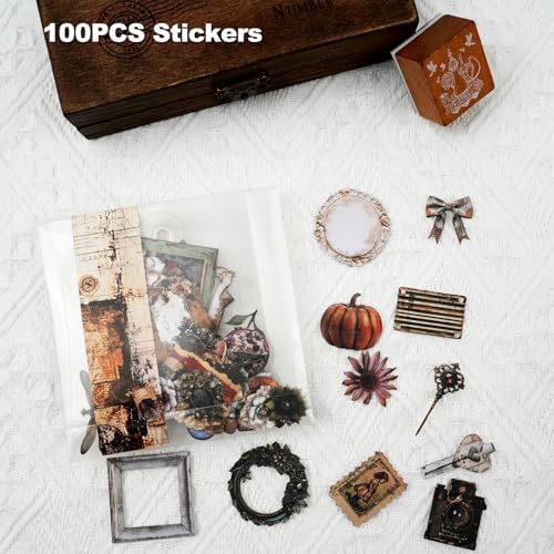 100 Pcs Vintage Ephemera Stickers for Scrapbooking