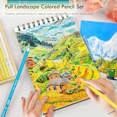KALOUR PDAS 36-piece Yellow Landscape Colored Pencil Set, Pre-sharpened Wooden Colored Pencils for Adults Artists Beginners Coloring Books Drawing & Sketching