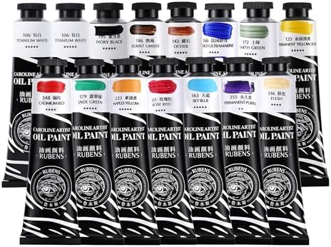 rubens Oil Paint Set 2oz 15 Colors Caroline Oil Paint for Canvas(Series B) | Professional Oil Paints with Thicker Creamy Texture, High Saturation, Large Tubes Art Supplies for Adult, Artists, Beginners
