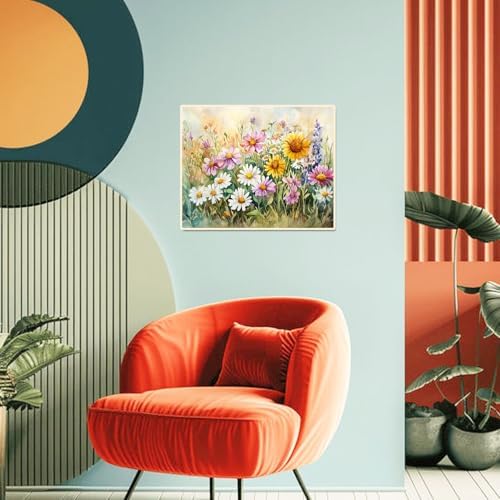 obterie Flower Paint by Numbers Kit for Adults Beginner Floral Oil Painting Kit Adult Paint by Number Kits on Canvas DIY Painting for Beginners Art by Numbers for Gifts Home Wall Decor 16x20 Inch