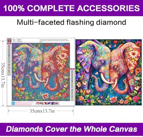 Diamond Art Kits for Adults, Elephant Diamond Art Painting Kits for Adults