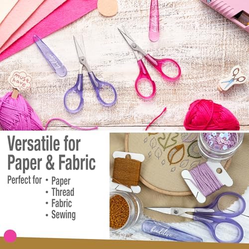 Beaditive High Precision Detail Scissors Set (2-Pc) Sharp, Fine Tips | Paper Cutting, Scrapbooking, Sewing, Crafting | Stainless Steel | Protective Cover (Jelly)