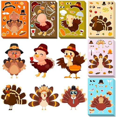 Thanksgiving Stickers for Kids, Thanksgiving Crafts Party Supplies for Kids