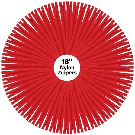 Mandala Crafts 60 PCs Red Closed-End 18 Inches Nylon Zippers for Sewing