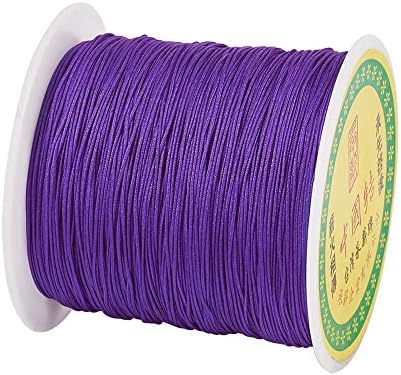 Elecrelive 150 Yards 0.5mm Braided Nylon Knotting Cord Nylon String Beading Thread Bracelet String Macrame Cord Rope for Necklace Bracelet Lanyard Jewelry, Dark Violet