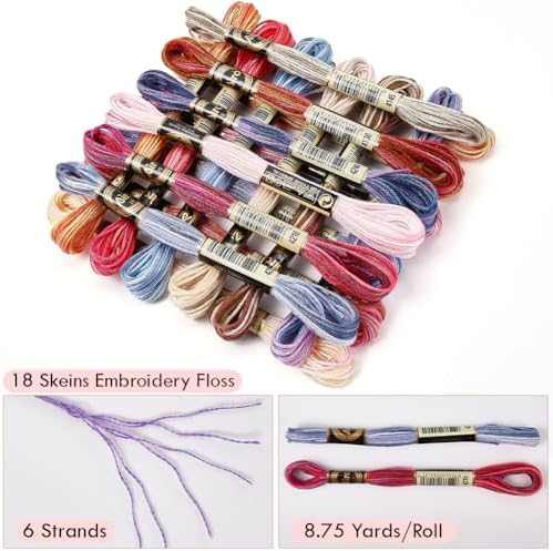 6 Strands Variegated Rainbow Embroidery Floss for Hand Sewing