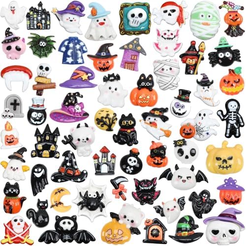 60Pcs Halloween Resin Charms Flatback Spooky Slime for DIY Crafts