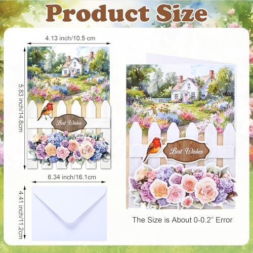 Gueevin 18 Set Petals Picket Fence Card Making Kit for Card Making Supplies & Crafting with Sticky Foam Pads Spring Handmade DIY Supplies Holiday Gift for Birthday Party