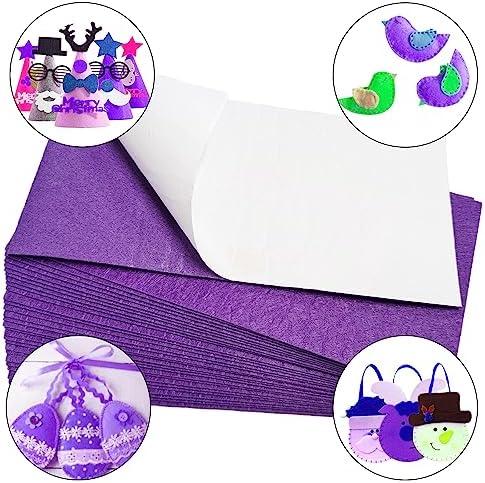 Jtnohx Self Adhesive Felt Sheets Adhesive Backed Felt Fabric Purple 33Pcs