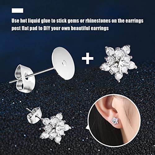 500Pcs Earring Posts Stainless Steel, Hypoallergenic Flat Pad Earring Studs