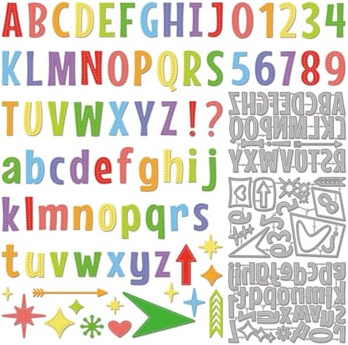GLOBLELAND Vintage Letter A to Z Cutting Dies for Card Making Number 0 to 9 Metal Die Cuts Elements Decorate Die Cut Dies for DIY Cards Scrapbooking Photo Album Crafts Decor