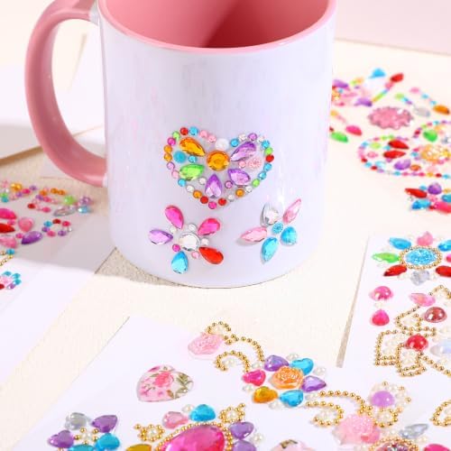Gem Stickers for Crafting, Face, Eye, and Body Makeup, DIY Decoration, Kids' Rewards (Gem Stickers G (8 Sheets))