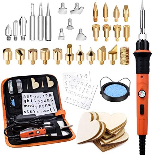 Preciva 31Pcs Wood Burning Kit, Professional Wood Burning Tool, 482°F~1382°F Adjustable Temperature Woodburning Pyrography Pen DIY Creative Tools for Embossing/Carving/Soldering