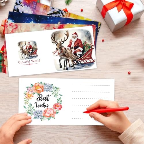 LSQFS Diamond Art Kits for Adults,6Pcs Santa Xmas Diamond Art Paper Cards