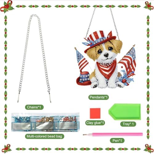 BAWKENTON Independence Day Hanging Diamonds Art kit for Adult, DIY Diamonds Painting Art Kit, Acrylic Diamonds Painting Suncatcher Board Kit Ornament, Special Crystal Diamond Hanging Ornament