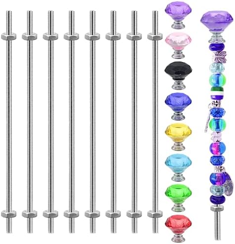 Stainless Threaded Rods with Hex Nuts & Crystal Knobs, 10 Inch Set