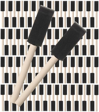 Bates- Foam Paint Brushes, 1-Inch, 100 Pack, Black Foam Brushes for Painting with Lightweight Wooden Handles