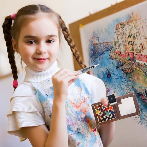 Travel Watercolor Paint Set - Pocket 15-Color Mini Kit with Sketch Pad